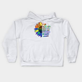 a teacher takes a hand opens a mind and touches a heart Kids Hoodie